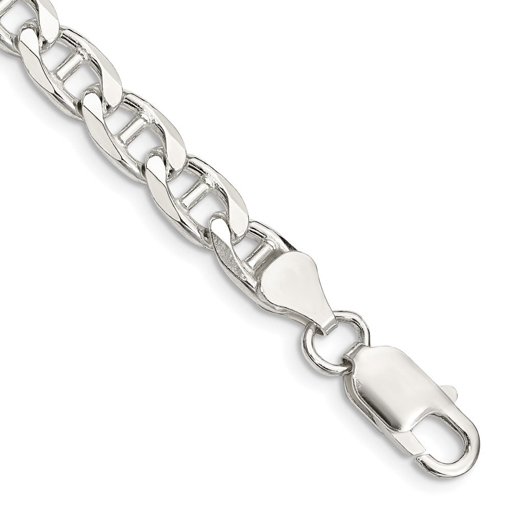 Sterlingsilber 6.5mm Diamantiert Flach Anker Panzer Gliederarmband