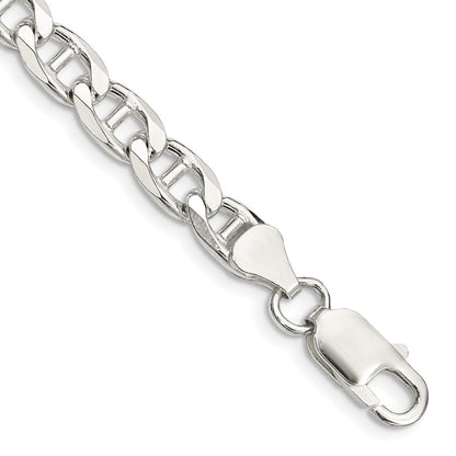 Sterlingsilber 6.5mm Diamantiert Flach Anker Panzer Gliederarmband