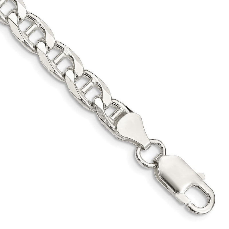 Sterlingsilber 6.5mm Diamantiert Flach Anker Panzer Gliederarmband