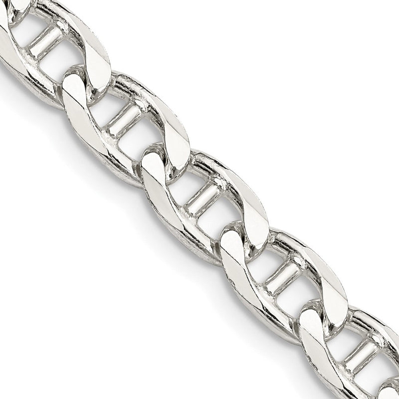 Sterlingsilber 6.5mm Diamantiert Flach Anker Panzer Halskette