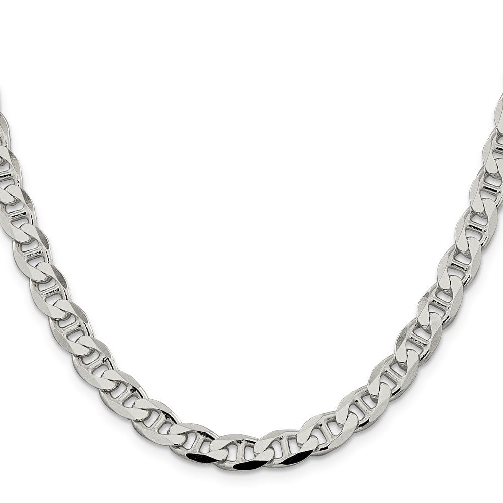Sterlingsilber 7.4mm Diamantiert Flach Anker Panzer Halskette