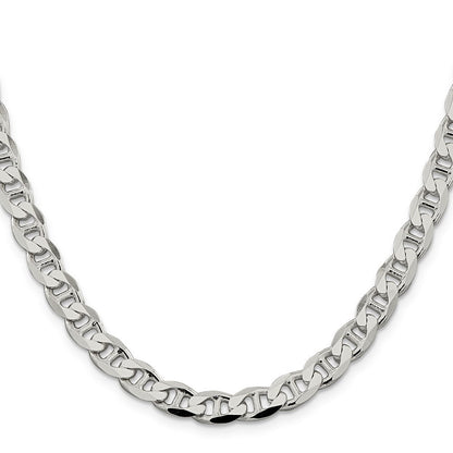 Sterlingsilber 7.4mm Diamantiert Flach Anker Panzer Halskette