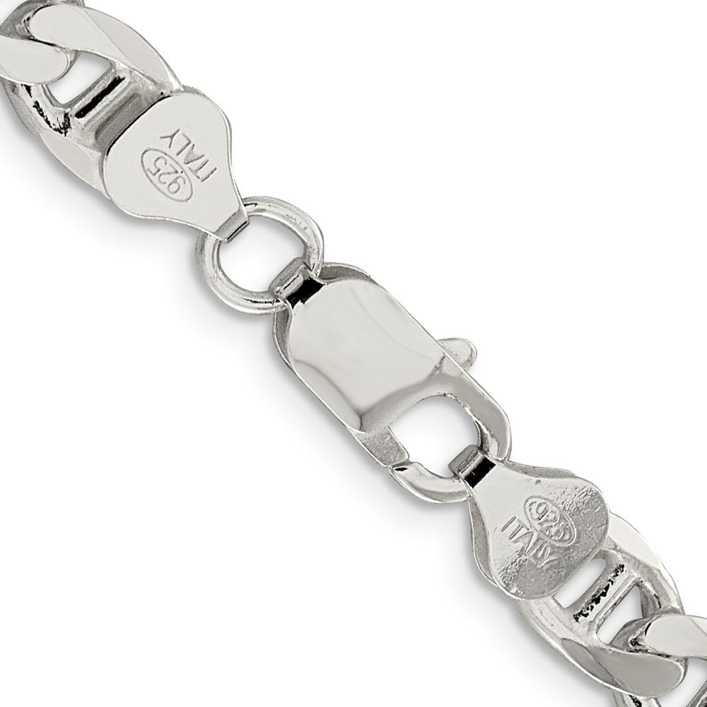 Sterlingsilber 7.4mm Diamantiert Flach Anker Panzer Halskette