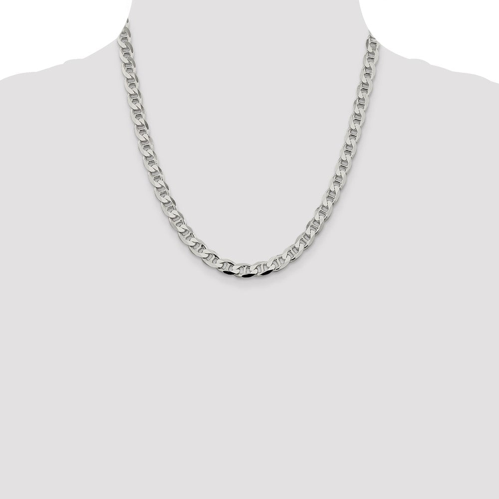 Sterlingsilber 7.4mm Diamantiert Flach Anker Panzer Halskette