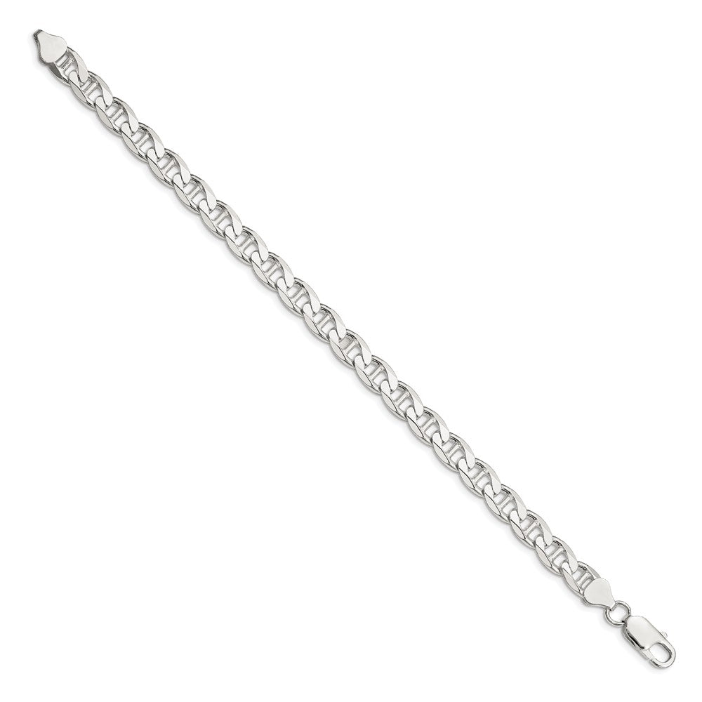 Sterlingsilber 7.4mm Diamantiert Flach Anker Panzer Gliederarmband