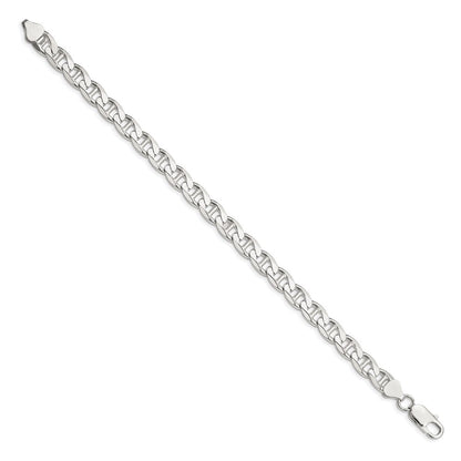 Sterlingsilber 7.4mm Diamantiert Flach Anker Panzer Gliederarmband