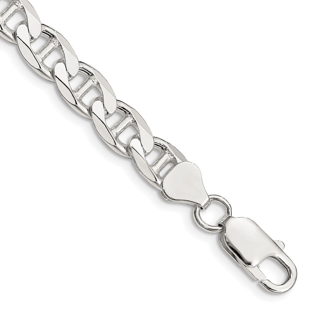 Sterlingsilber 7.4mm Diamantiert Flach Anker Panzer Gliederarmband