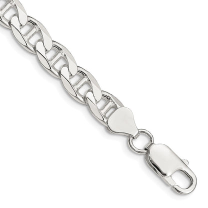 Sterlingsilber 7.4mm Diamantiert Flach Anker Panzer Gliederarmband
