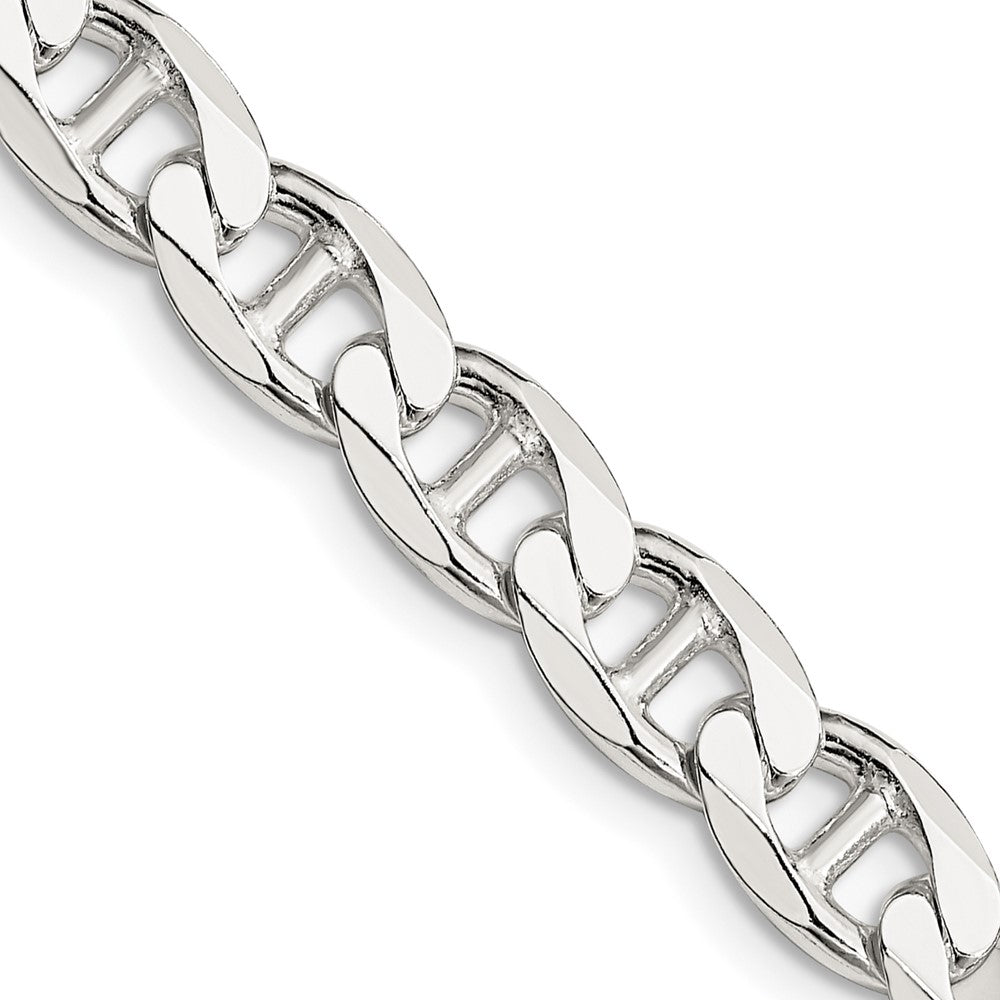 Sterlingsilber 7.4mm Diamantiert Flach Anker Panzer Halskette
