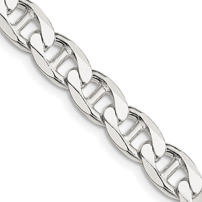Sterlingsilber 7.4mm Diamantiert Flach Anker Panzer Halskette