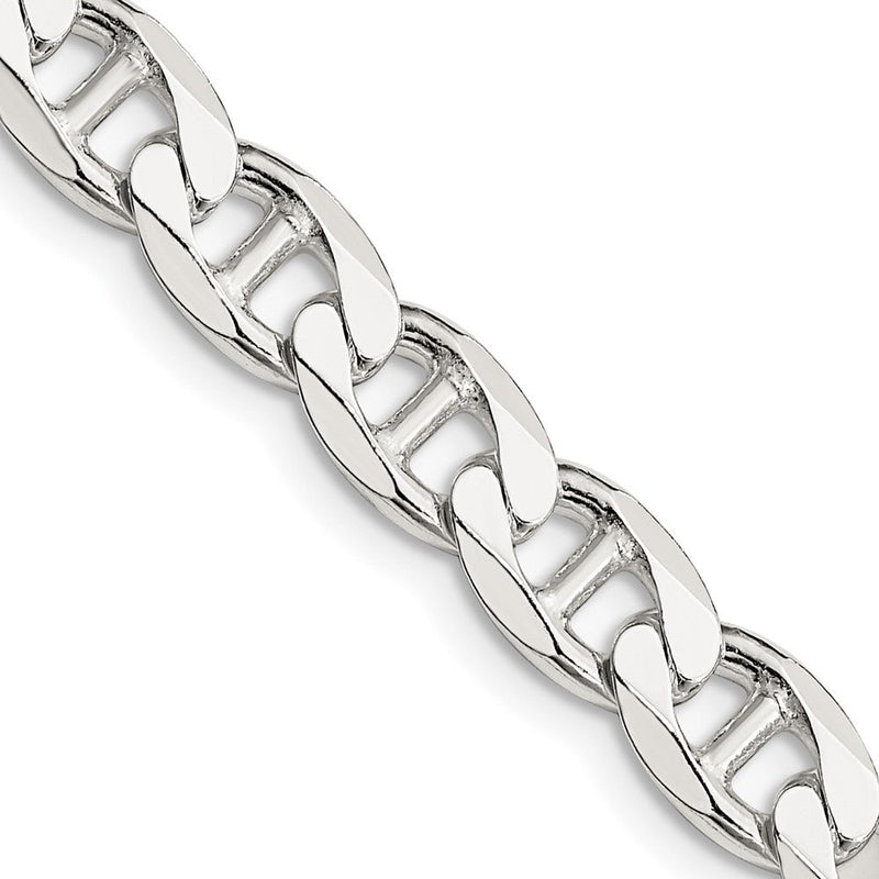 Sterlingsilber 7.4mm Diamantiert Flach Anker Panzer Halskette