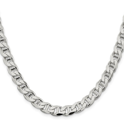 Sterlingsilber 8.25mm Diamantiert Flach Anker Panzer Halskette
