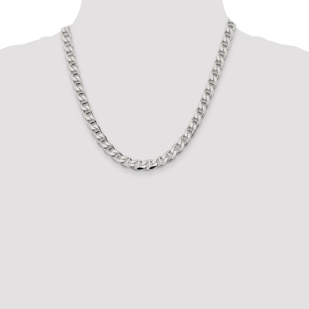 Sterlingsilber 8.25mm Diamantiert Flach Anker Panzer Halskette