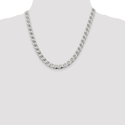 Sterlingsilber 8.25mm Diamantiert Flach Anker Panzer Halskette