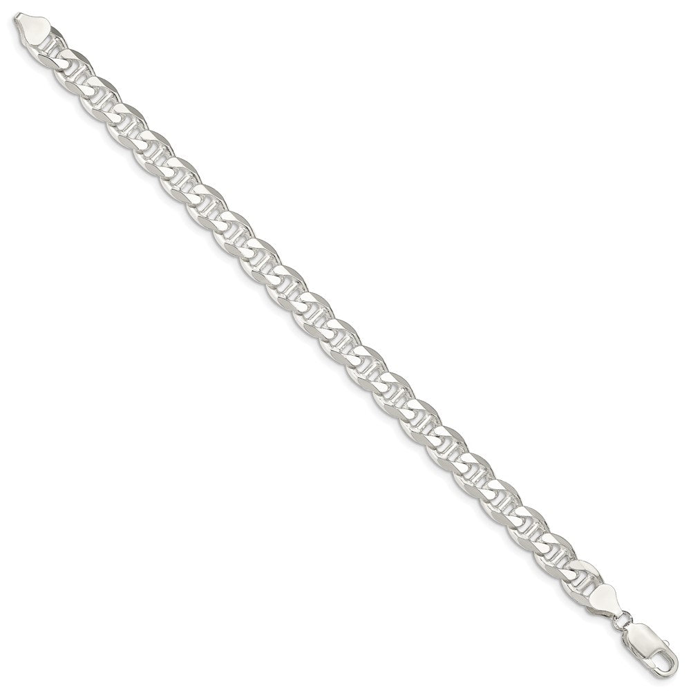 Sterlingsilber 8.25mm Diamantiert Flach Anker Panzer Gliederarmband