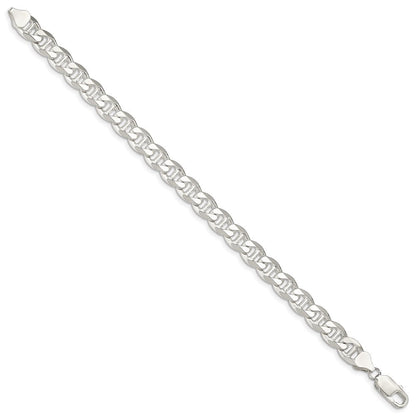 Sterlingsilber 8.25mm Diamantiert Flach Anker Panzer Gliederarmband
