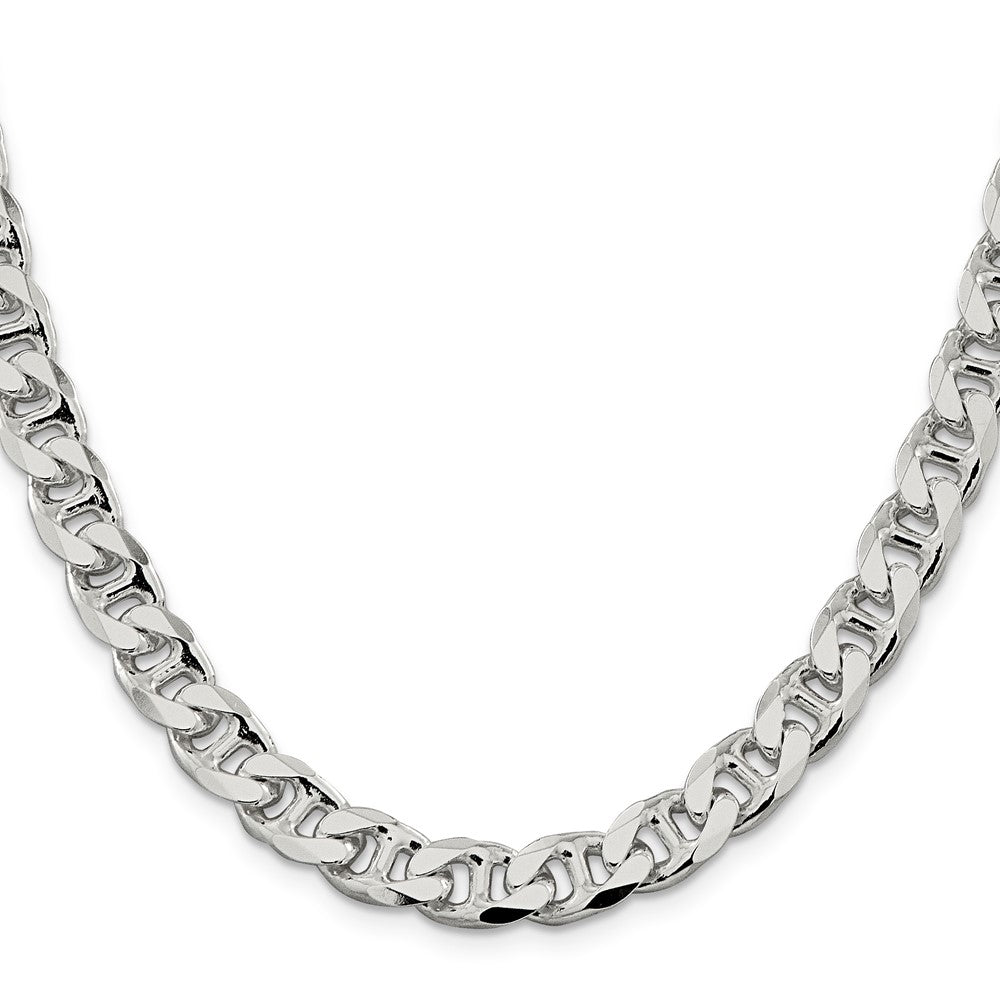 Sterlingsilber 9mm Diamantiert Flach Anker Panzer Halskette