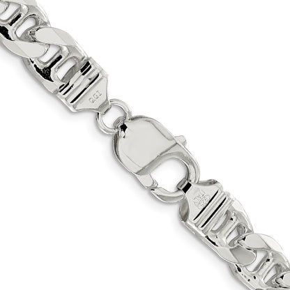 Sterlingsilber 9mm Diamantiert Flach Anker Panzer Halskette