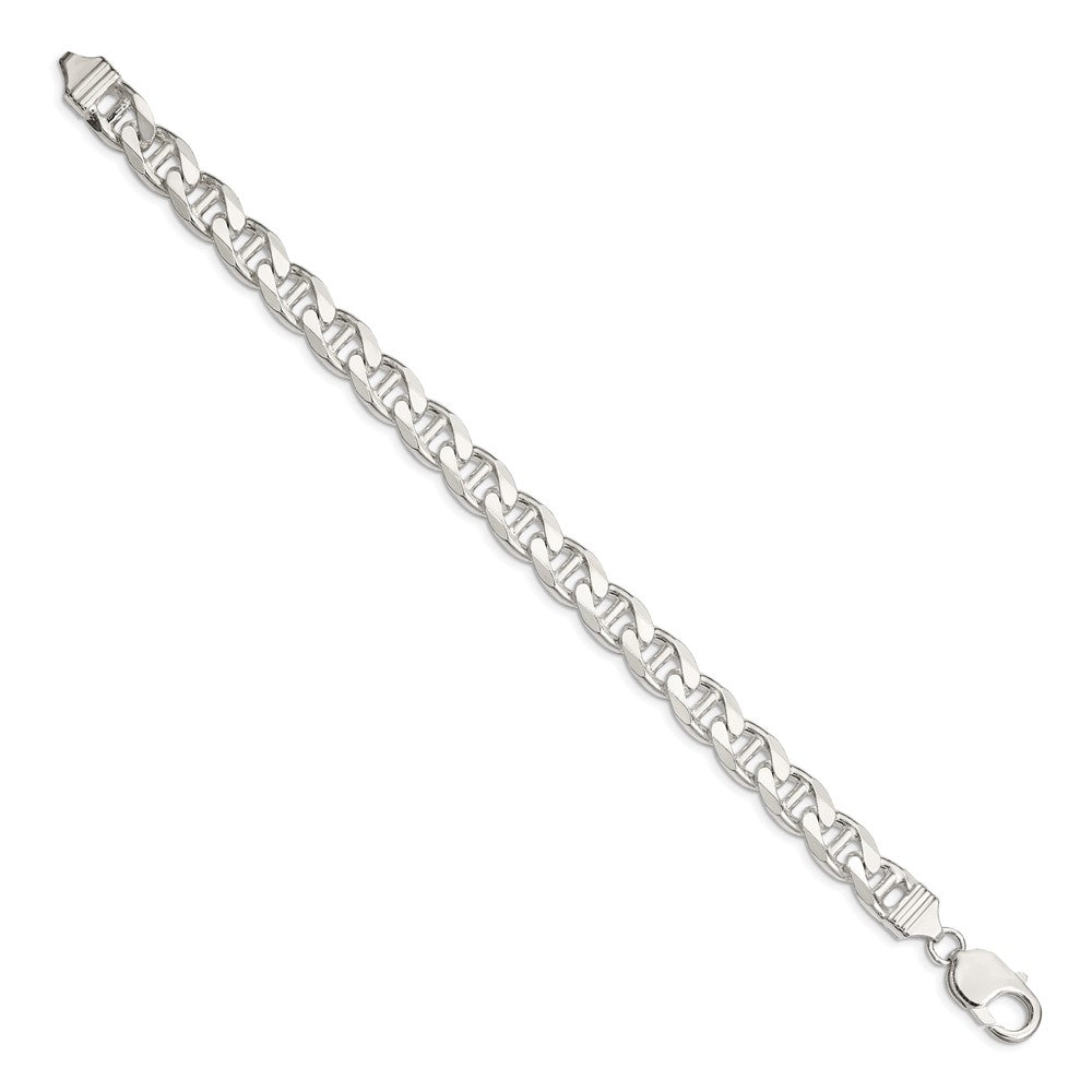 Sterlingsilber 9mm Diamantiert Flach Anker Panzer Gliederarmband