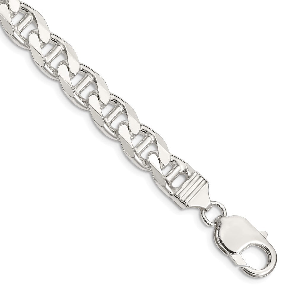 Sterlingsilber 9mm Diamantiert Flach Anker Panzer Gliederarmband