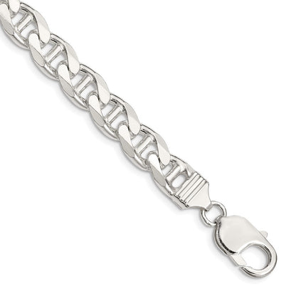 Sterlingsilber 9mm Diamantiert Flach Anker Panzer Gliederarmband