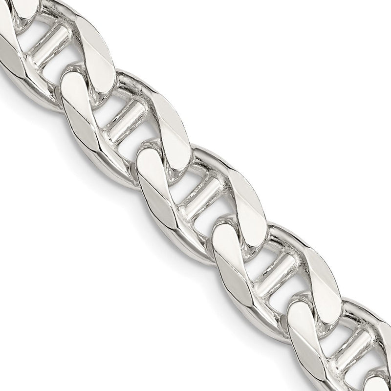 Sterlingsilber 9mm Diamantiert Flach Anker Panzer Halskette