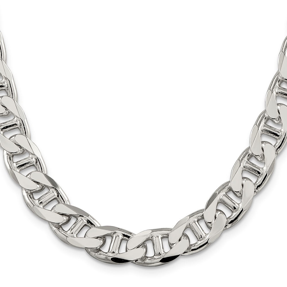 Sterlingsilber 10.8mm Diamantiert Flach Anker Panzer Halskette