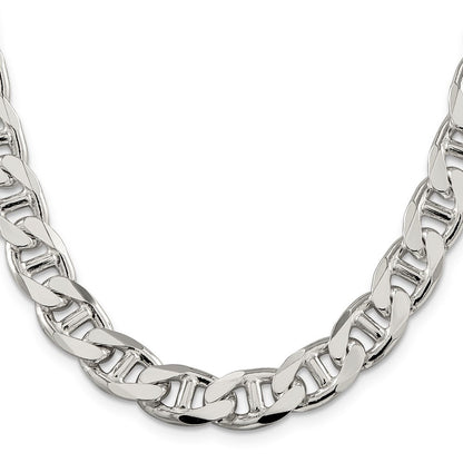 Sterlingsilber 10.8mm Diamantiert Flach Anker Panzer Halskette