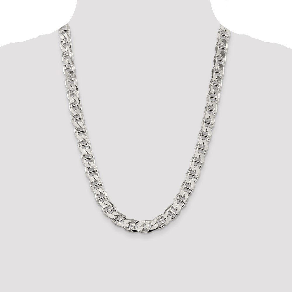 Sterlingsilber 10.8mm Diamantiert Flach Anker Panzer Halskette