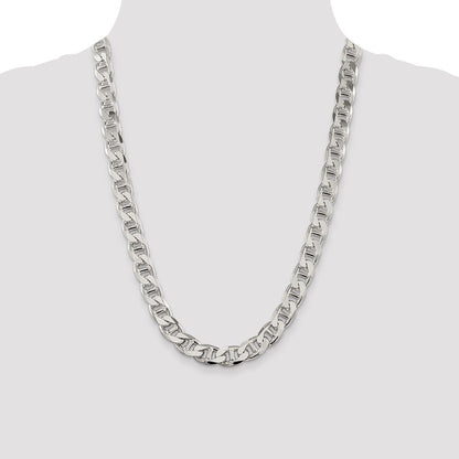 Sterlingsilber 10.8mm Diamantiert Flach Anker Panzer Halskette