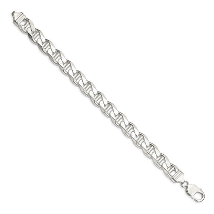 Sterlingsilber 10.8mm Diamantiert Flach Anker Panzer Gliederarmband