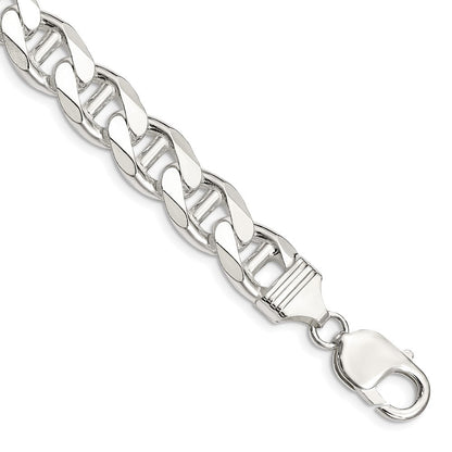 Sterlingsilber 10.8mm Diamantiert Flach Anker Panzer Gliederarmband