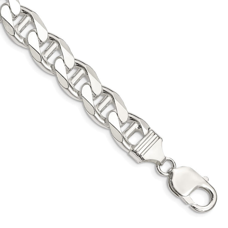 Sterlingsilber 10.8mm Diamantiert Flach Anker Panzer Gliederarmband