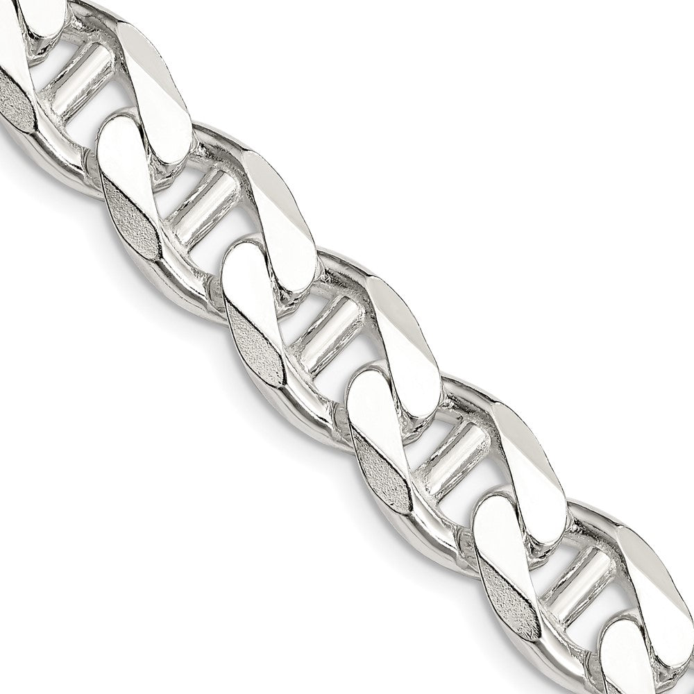 Sterlingsilber 10.8mm Diamantiert Flach Anker Panzer Halskette