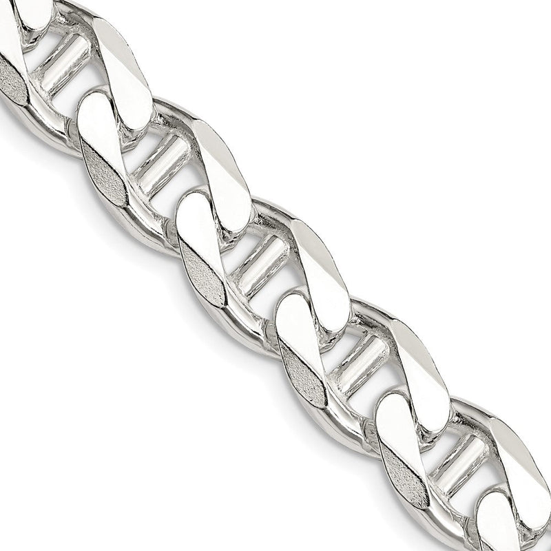 Sterlingsilber 10.8mm Diamantiert Flach Anker Panzer Halskette