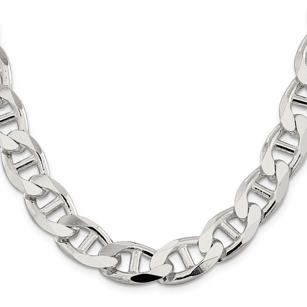 Sterlingsilber 13.5mm Diamantiert Flach Anker Panzer Halskette