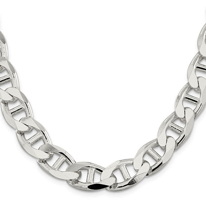Sterlingsilber 13.5mm Diamantiert Flach Anker Panzer Halskette