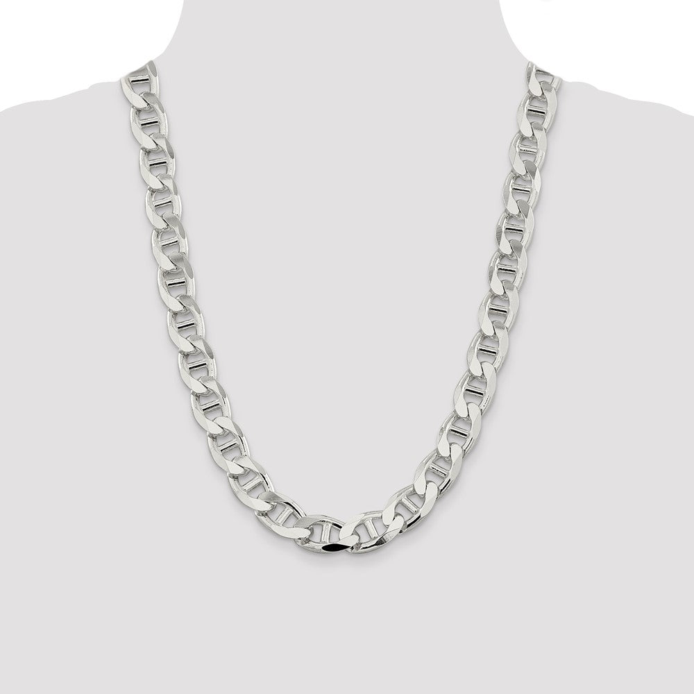 Sterlingsilber 13.5mm Diamantiert Flach Anker Panzer Halskette