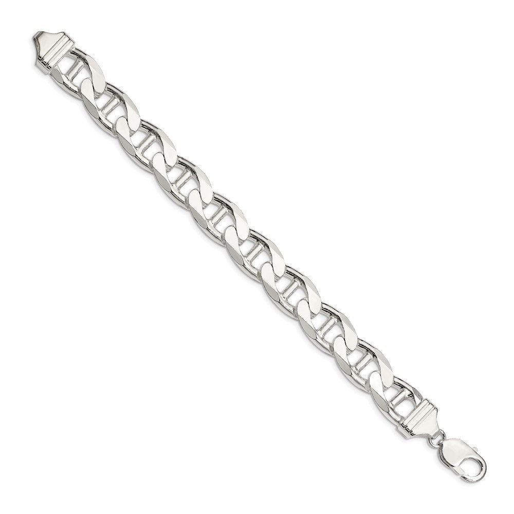 Sterlingsilber 13.5mm Diamantiert Flach Anker Panzer Gliederarmband