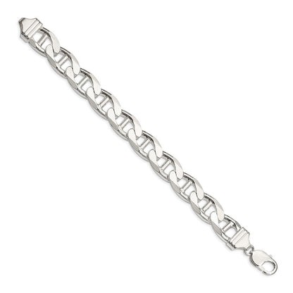 Sterlingsilber 13.5mm Diamantiert Flach Anker Panzer Gliederarmband