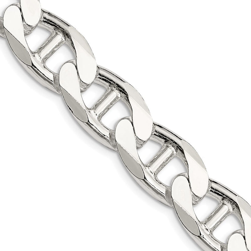Sterlingsilber 13.5mm Diamantiert Flach Anker Panzer Halskette