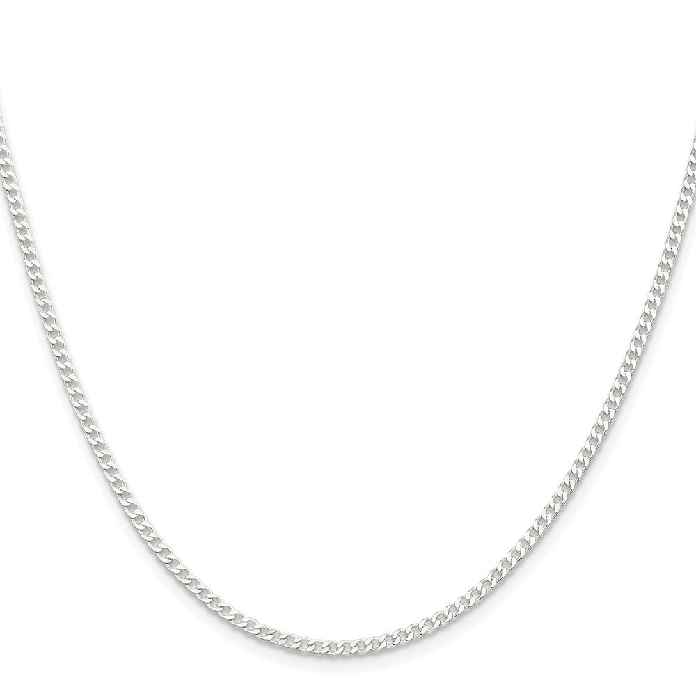 Sterlingsilber Rhodiniert 2.3mm Abgeschrägt Panzer Kette