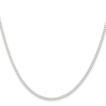 Sterlingsilber Rhodiniert 2.3mm Abgeschrägt Panzer Kette