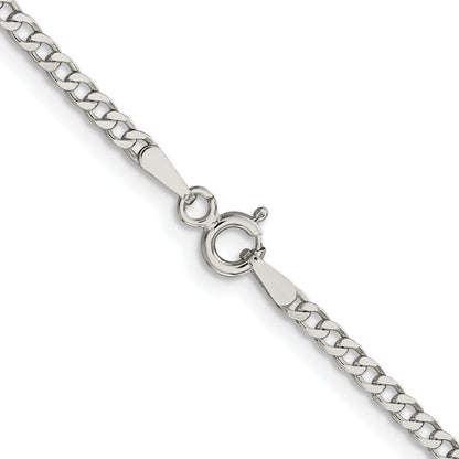 Sterlingsilber Rhodiniert 2.3mm Abgeschrägt Panzer Kette