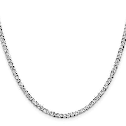 Sterlingsilber Rhodiniert 3.2mm Abgeschrägt Panzer Kette