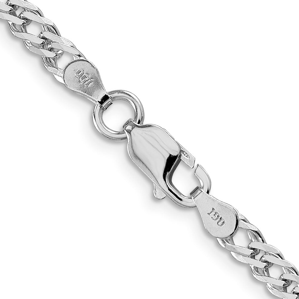 Sterlingsilber Rhodiniert 4mm Abgeschrägt Panzer Kette