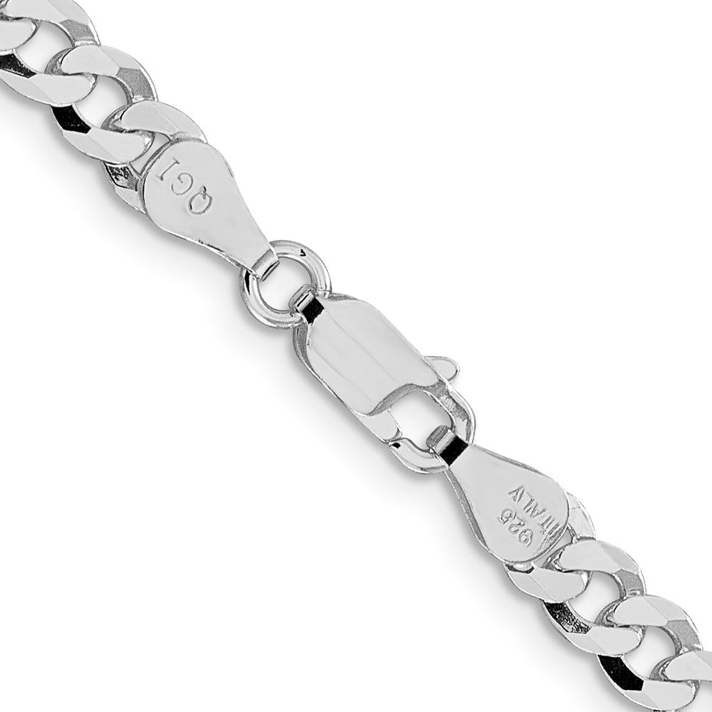 Sterlingsilber Rhodiniert 5mm Abgeschrägt Panzer Kette