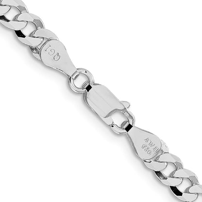 Sterlingsilber Rhodiniert 5mm Abgeschrägt Panzer Kette