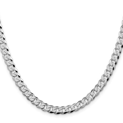 Sterlingsilber Rhodiniert 6mm Abgeschrägt Panzer Kette