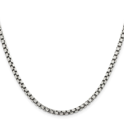 Sterlingsilber Antikisiert 3.5mm Diamantiert Rund Venezianer Halskette